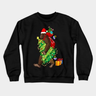 Christmas Tree Bigfoot Squatching Through The Snow Crewneck Sweatshirt